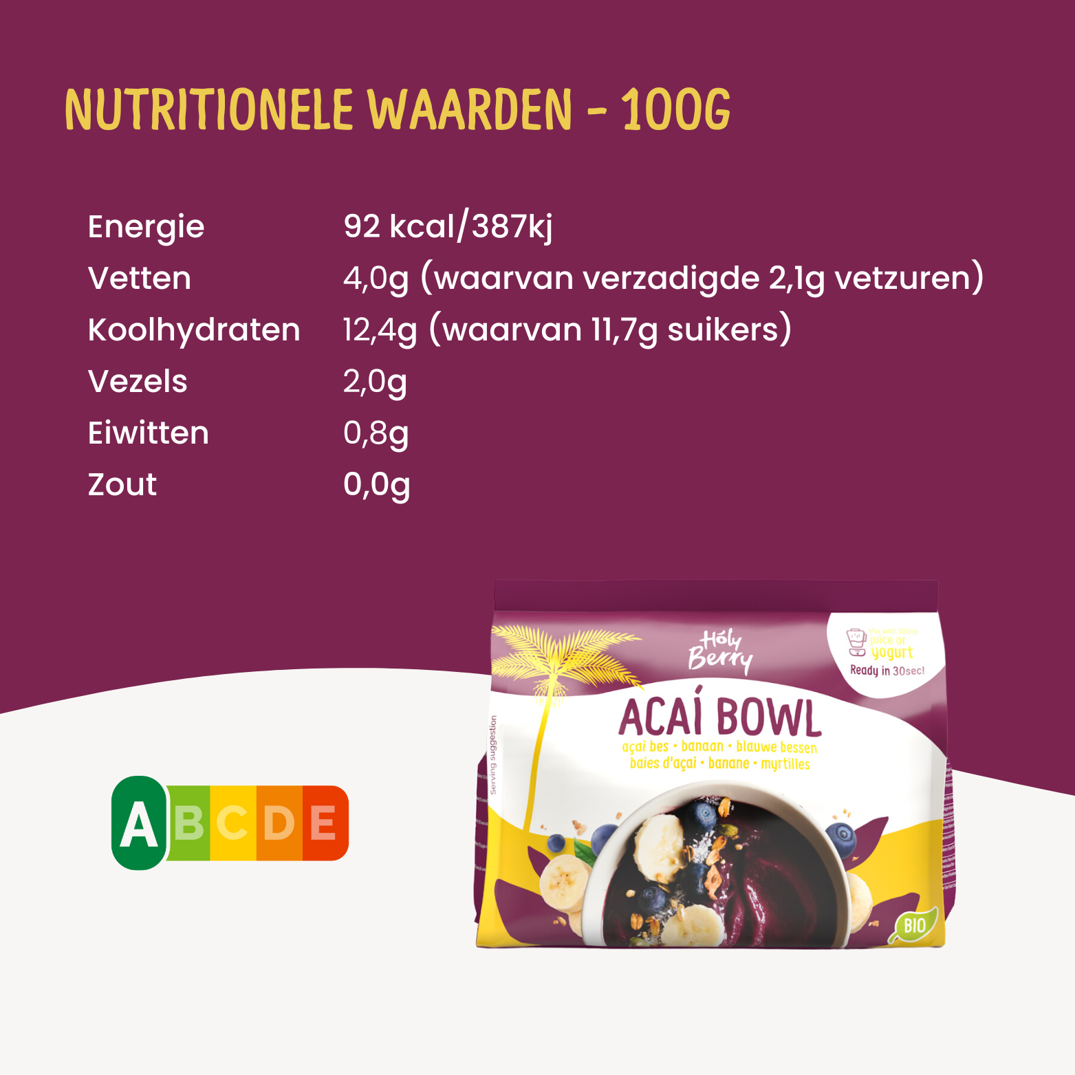 Nutritionele waarden Açai Bowl